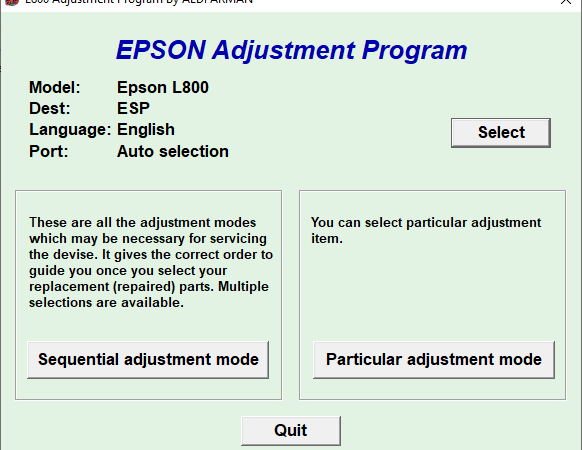 Epson L800 Resetter Free Download