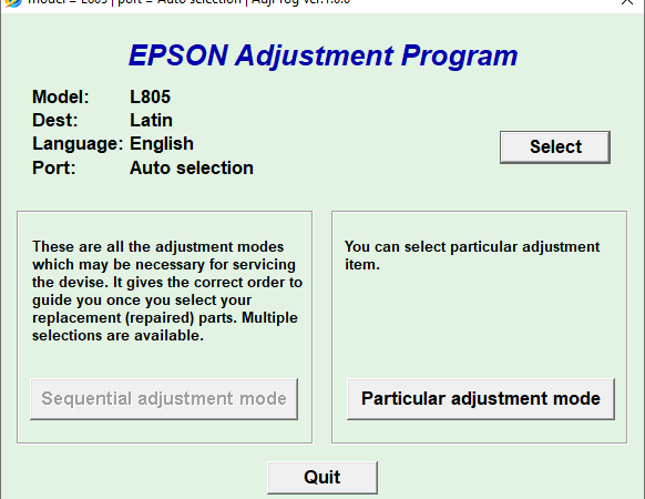 Epson L805 Resetter free download
