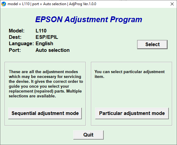 Epson L110 Resetter Adjustment Program Tool Free Download