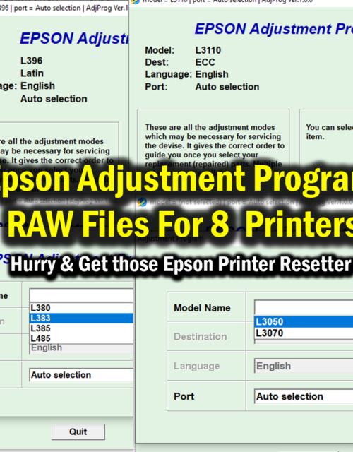 Epson Adjustment Program RAW Files For L380 L383 L385 L485 L396 L3050 L3070 L3110 Printer